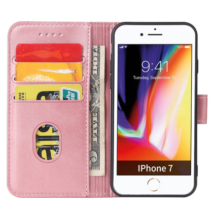 For iPhone SE 2022 / SE 2020 / 8 / 7 Calf Texture Buckle Horizontal Flip Leather Case with Holder & Card Slots & Wallet(Rose Gold) - iPhone SE 2022 / 2020 / 8 / 7 Cases by buy2fix | Online Shopping UK | buy2fix