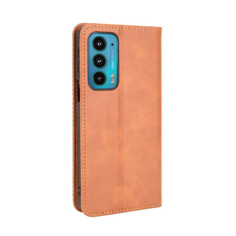 For Motorola Edge 20 Magnetic Buckle Retro Pattern Horizontal Flip Leather Case with Holder & Card Slot & Wallet(Brown) - Motorola Cases by buy2fix | Online Shopping UK | buy2fix