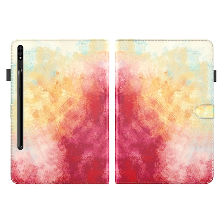 For Samsung Galaxy Tab S8 / Galaxy Tab S7 11 inch T870 / T875 / T876B Voltage Watercolor Pattern Skin Feel Magnetic Horizontal Flip PU Leather Case with Holder & Card Slots & Photo Frame(Spring Cherry) - Galaxy Tab S8 Cases by buy2fix | Online Shopping UK | buy2fix