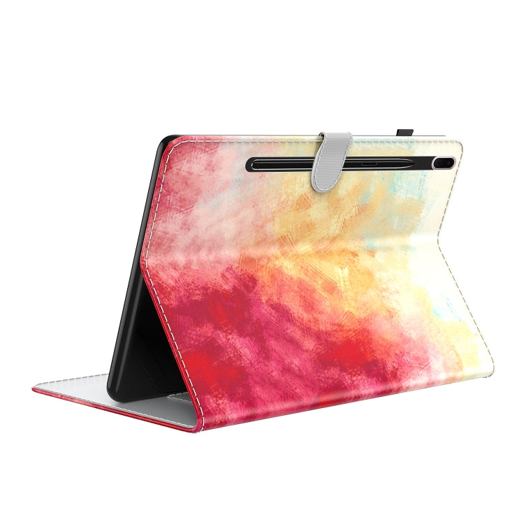 For Samsung Galaxy Tab S7 FE 12.4 inch 2021 T730 / T736 Voltage Watercolor Pattern Skin Feel Magnetic Horizontal Flip PU Leather Case with Holder & Card Slots & Photo Frame(Spring Cherry) - Galaxy Tab S7 FE by buy2fix | Online Shopping UK | buy2fix