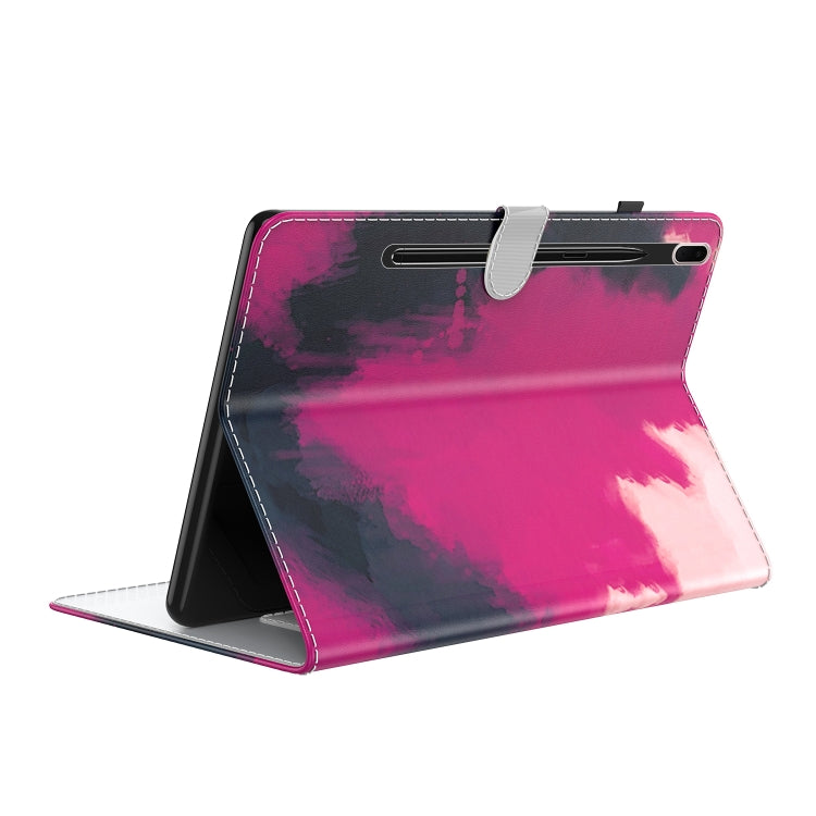 For Samsung Galaxy Tab S7 FE 12.4 inch 2021 T730 / T736 Voltage Watercolor Pattern Skin Feel Magnetic Horizontal Flip PU Leather Case with Holder & Card Slots & Photo Frame(Berry) - Galaxy Tab S7 FE by buy2fix | Online Shopping UK | buy2fix