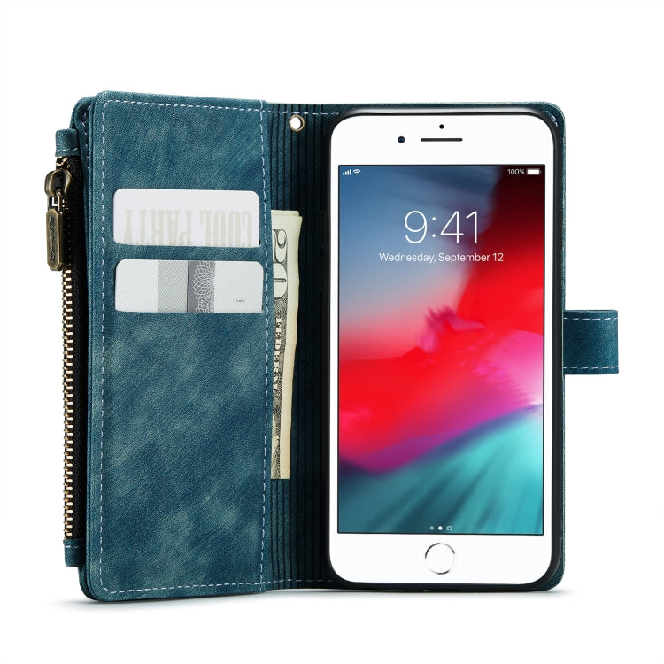 For iPhone SE 2022 / SE 2020 / 8 / 7 / 6 CaseMe-C30 PU + TPU Multifunctional Horizontal Flip Leather Case with Holder & Card Slot & Wallet & Zipper Pocke(Blue) - iPhone SE 2022 / 2020 / 8 / 7 Cases by CaseMe | Online Shopping UK | buy2fix