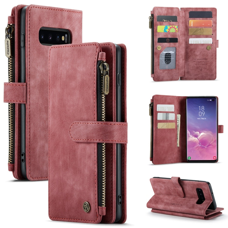 For Samsung Galaxy S10 CaseMe-C30 PU + TPU Multifunctional Horizontal Flip Leather Case with Holder & Card Slot & Wallet & Zipper Pocket(Red) - Galaxy Phone Cases by CaseMe | Online Shopping UK | buy2fix