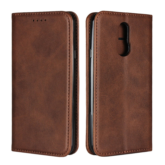 For LG Q7 Calf Texture Magnetic Horizontal Flip Leather Case with Holder & Card Slots & Wallet(Brown) - LG by buy2fix | Online Shopping UK | buy2fix