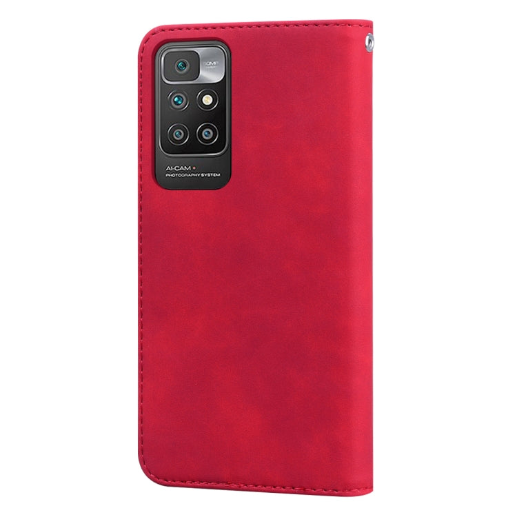 For Xiaomi Redmi 10 Frosted Business Magnetic Horizontal Flip PU Leather Case with Holder & Card Slot & Lanyard(Red) - Xiaomi Cases by buy2fix | Online Shopping UK | buy2fix