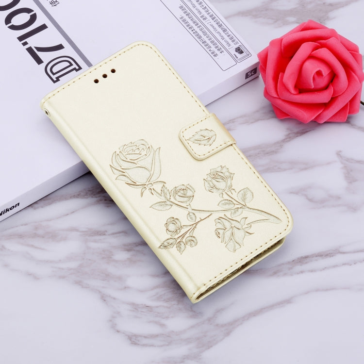 For iPhone 13 Rose Embossed Horizontal Flip PU Leather Case with Holder & Card Slots & Wallet(Gold) - iPhone 13 Cases by buy2fix | Online Shopping UK | buy2fix