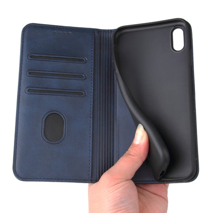 For iPhone X / XS Calf Texture Magnetic Horizontal Flip Leather Case with Holder & Card Slots & Wallet(Blue) - More iPhone Cases by buy2fix | Online Shopping UK | buy2fix