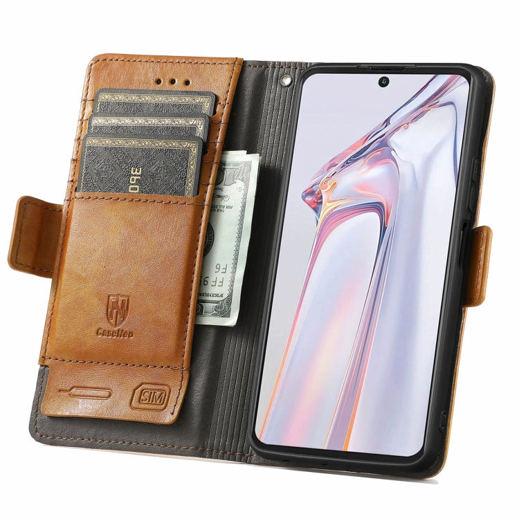 For Blackview A100 CaseNeo Business Splicing Dual Magnetic Buckle Horizontal Flip PU Leather Case with Holder & Card Slots & Wallet(Khaki) - More Brand by buy2fix | Online Shopping UK | buy2fix