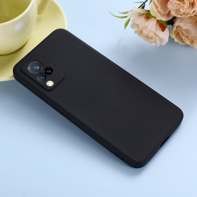 For vivo V21 5G / 4G Solid Color Liquid Silicone Shockproof Full Coverage Protective Case(Black) - vivo Cases by buy2fix | Online Shopping UK | buy2fix