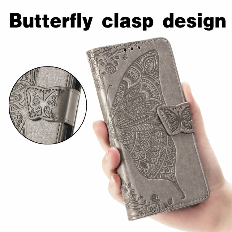 For Motorola Moto Edge 20 Butterfly Love Flower Embossed Horizontal Flip Leather Case with Holder & Card Slots & Wallet & Lanyard(Gray) - Motorola Cases by buy2fix | Online Shopping UK | buy2fix