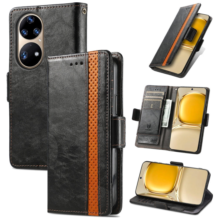 For Huawei P50 Pro CaseNeo Business Splicing Dual Magnetic Buckle Horizontal Flip PU Leather Case with Holder & Card Slots & Wallet(Black) - Huawei Cases by buy2fix | Online Shopping UK | buy2fix