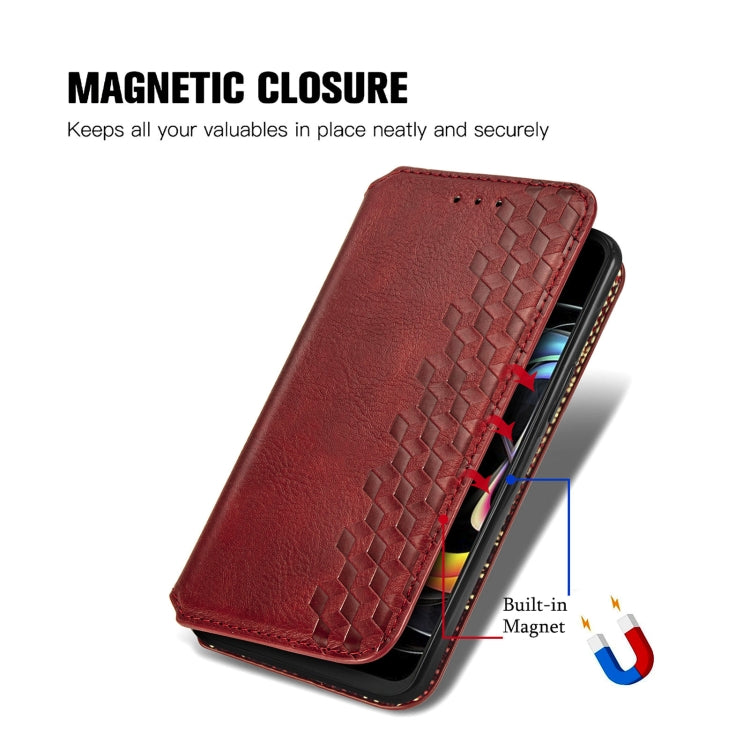 For Motorola Edge 20 Lite Cubic Grid Pressed Horizontal Flip Magnetic PU Leather Case with Holder & Card Slots & Wallet(Red) - Motorola Cases by buy2fix | Online Shopping UK | buy2fix