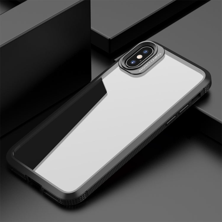 For iPhone XR MG Series Carbon Fiber TPU + Clear PC Four-corner Airbag Shockproof Case(Black) - More iPhone Cases by buy2fix | Online Shopping UK | buy2fix