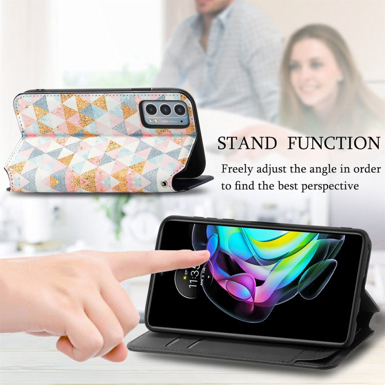 For Motorola Edge 20 Colorful Magnetic Horizontal Flip PU Leather Case with Holder & Card Slot & Wallet(Rhombus) - Motorola Cases by buy2fix | Online Shopping UK | buy2fix
