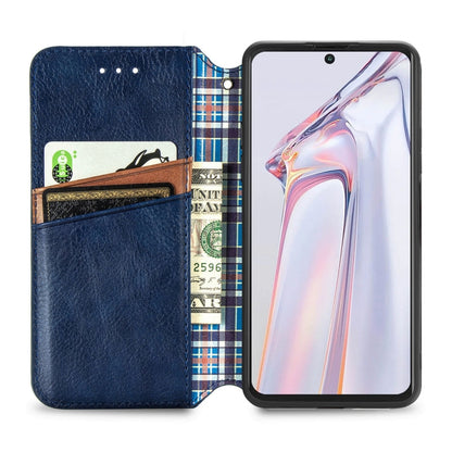 For Blackview A100 Cubic Grid Pressed Horizontal Flip Magnetic PU Leather Case with Holder & Card Slots & Wallet(Blue) - More Brand by buy2fix | Online Shopping UK | buy2fix