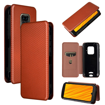 For Doogee S59 / S59 Pro Carbon Fiber Texture Horizontal Flip TPU + PC + PU Leather Case with Card Slot(Brown) - More Brand by buy2fix | Online Shopping UK | buy2fix