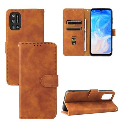 For Doogee N40 Pro Solid Color Skin Feel Magnetic Buckle Horizontal Flip PU Leather Case with Holder & Card Slots & Wallet(Brown) - More Brand by buy2fix | Online Shopping UK | buy2fix