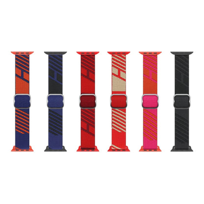 Two-color Nylon Braid Watch Band For Apple Watch Ultra 49mm&Watch Ultra 2 49mm / Series 9&8&7 45mm / SE 3&SE 2&6&SE&5&4 44mm / 3&2&1 42mm(Black Grey) - Watch Bands by buy2fix | Online Shopping UK | buy2fix