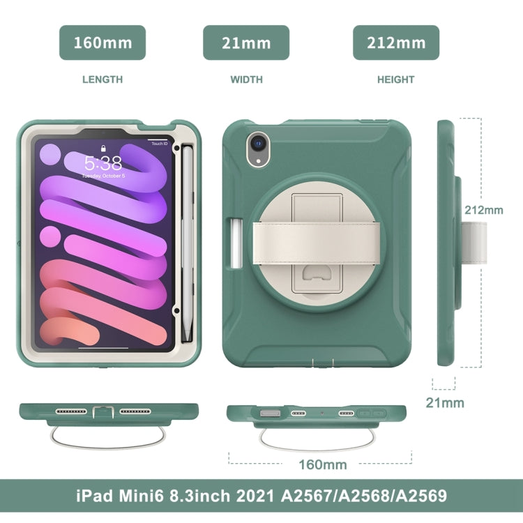 For iPad mini 6 360 Degree Rotation PC + TPU Protective Tablet Case with Holder & Hand-strap(Jade Green) - iPad mini 6 Cases by buy2fix | Online Shopping UK | buy2fix