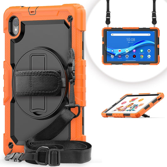 For Lenovo Tab M10 HD TB-X306X Shockproof Colorful Silicone + PC Protective Tablet Case with Holder & Shoulder Strap & Hand Strap(Orange) - Lenovo by buy2fix | Online Shopping UK | buy2fix