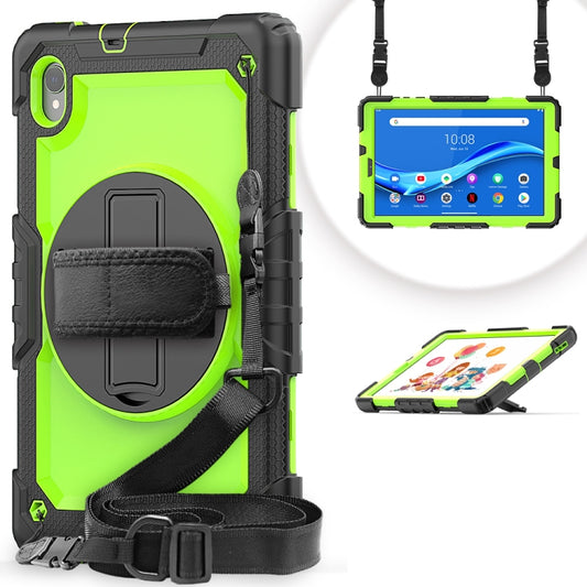 For Lenovo Tab M10 HD TB-X306X Shockproof Colorful Silicone + PC Protective Tablet Case with Holder & Shoulder Strap & Hand Strap(Black Yellow Green) - Lenovo by buy2fix | Online Shopping UK | buy2fix