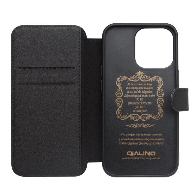 For iPhone 13 mini QIALINO Magnetic Buckle Phone Leather Case with Card Slot (Black) - iPhone 13 mini Cases by QIALINO | Online Shopping UK | buy2fix