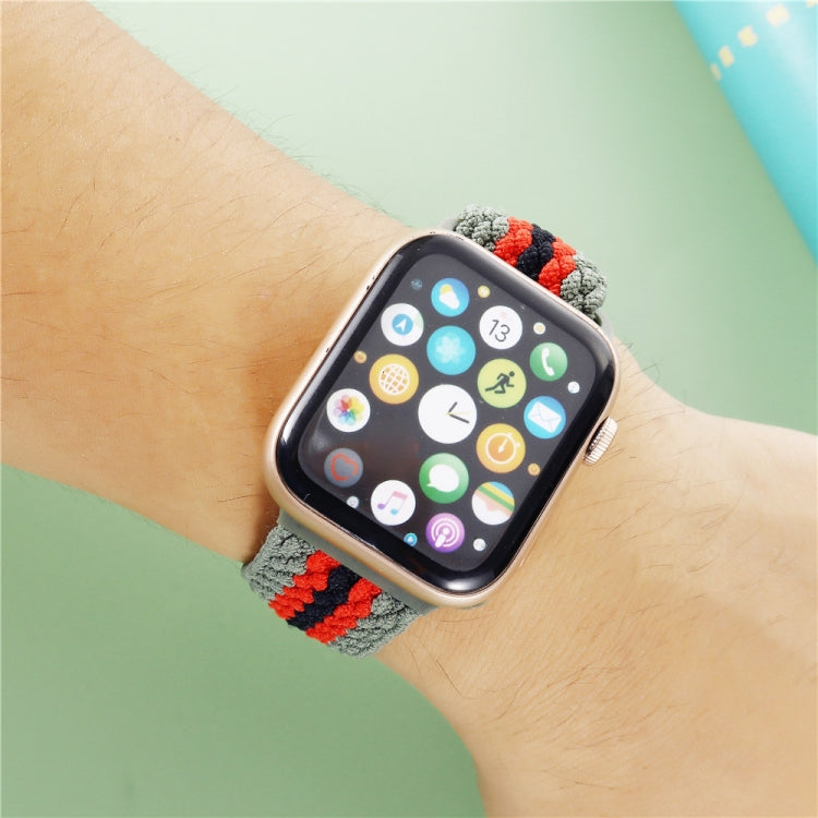 Adjustable Striped Woven Nylon Strap Watch Band For Apple Watch Ultra 49mm&Watch Ultra 2 49mm / Series 9&8&7 45mm / SE 3&SE 2&6&SE&5&4 44mm / 3&2&1 42mm(Black White Pink) - Watch Bands by buy2fix | Online Shopping UK | buy2fix