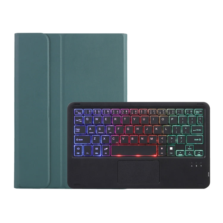 AHV7-AS Lambskin Texture Tri-color Backlight Bluetooth Keyboard Leather Tablet Case with Touchpad For Honor Tablet V7 Pro(Dark Green) - Huawei Keyboard by buy2fix | Online Shopping UK | buy2fix