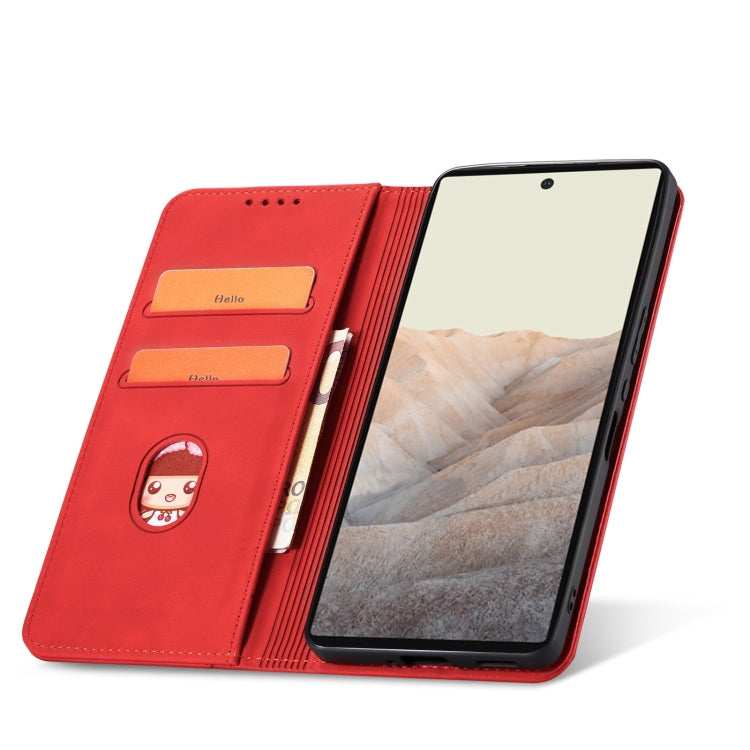 For Google Pixel 6 Magnetic Dual-fold Leather Phone Case(Red) - Google Cases by buy2fix | Online Shopping UK | buy2fix