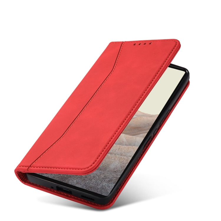 For Google Pixel 6 Magnetic Dual-fold Leather Phone Case(Red) - Google Cases by buy2fix | Online Shopping UK | buy2fix