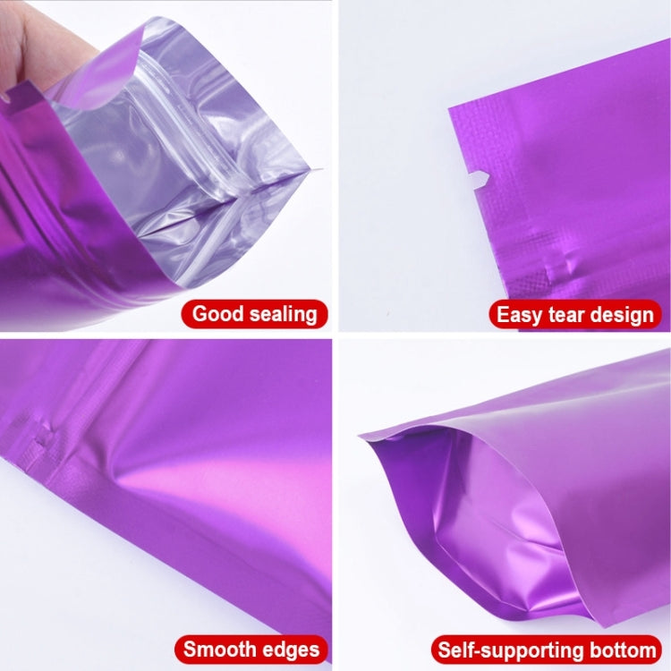 100 PCS/Set Matte Aluminum Foil Snack Stand-up Pouch, Size:14x20+4cm(Purple) - Preservation Supplies by buy2fix | Online Shopping UK | buy2fix