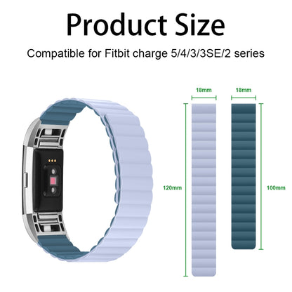 For Fitbit Charge 5 Silicone Magnetic Watch Band(Grey Orange) - Watch Bands by buy2fix | Online Shopping UK | buy2fix
