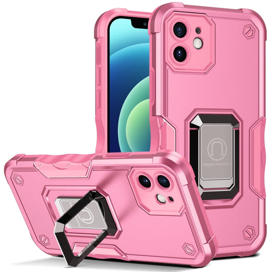 For iPhone 12 Ring Holder Non-slip Armor Phone Case(Pink) - iPhone 12 / 12 Pro Cases by buy2fix | Online Shopping UK | buy2fix