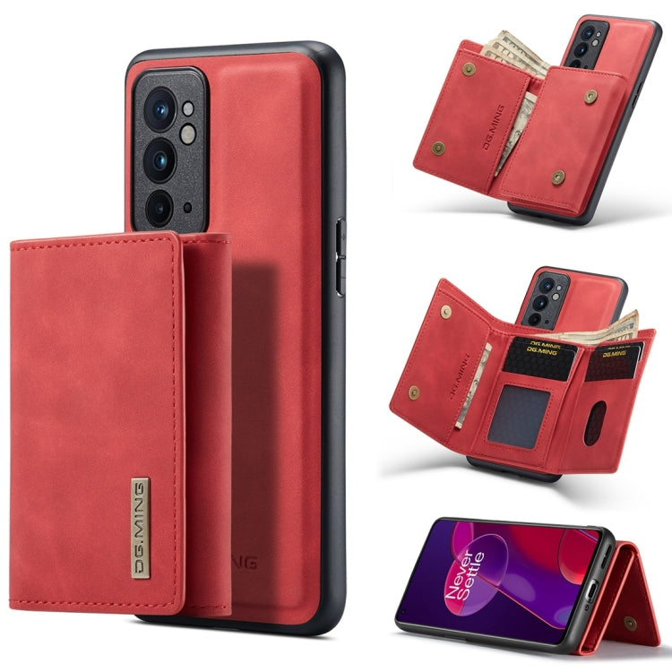 For OnePlus 9RT 5G DG.MING M1 Series 3-Fold Multi Card Wallet Back Cover Leather Phone Case(Red) - OnePlus Cases by DG.MING | Online Shopping UK | buy2fix