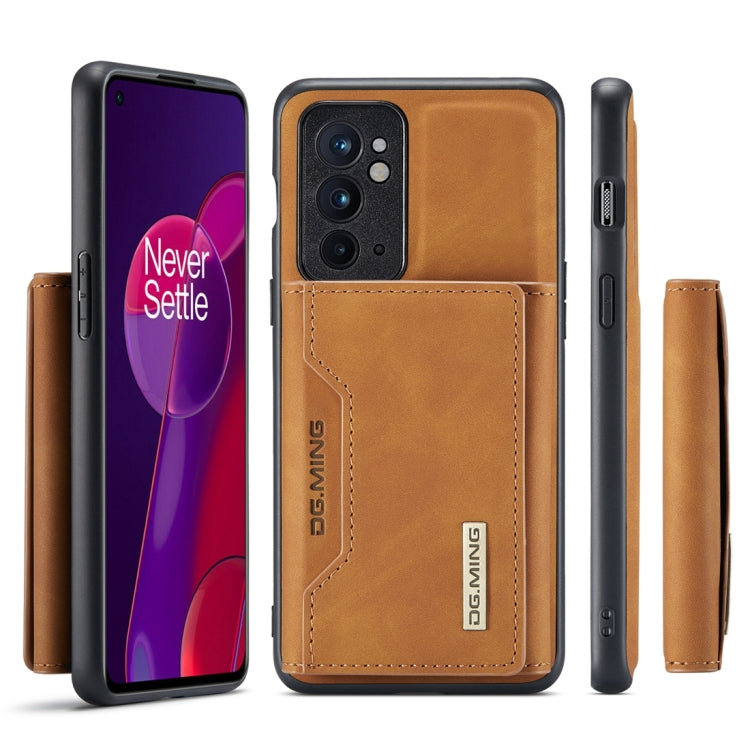 For OnePlus 9RT 5G DG.MING M2 Series 3-Fold Multi Card Bag Back Cover Leather Phone Case(Brown) - OnePlus Cases by DG.MING | Online Shopping UK | buy2fix