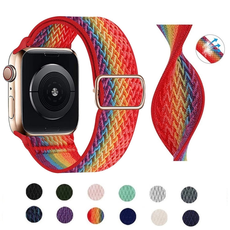 W Texture Nylon Strap For Apple Watch Ultra 49mm&Watch Ultra 2 49mm / Series 9&8&7 45mm / SE 3&SE 2&6&SE&5&4 44mm / 3&2&1 42mm(Black Rainbow) - Watch Bands by buy2fix | Online Shopping UK | buy2fix