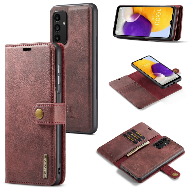 For Samsung Galaxy A13 4G DG.MING Crazy Horse Texture Detachable Magnetic Leather Phone Case(Red) - Galaxy Phone Cases by DG.MING | Online Shopping UK | buy2fix