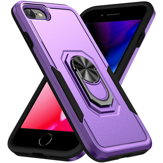 For iPhone SE 2022 / SE 2020 / 8 / 7 Pioneer Armor Heavy Duty PC + TPU Holder Phone Case(Purple Black) - iPhone SE 2022 / 2020 / 8 / 7 Cases by buy2fix | Online Shopping UK | buy2fix