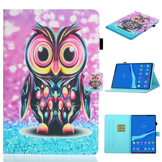 For Samsung Galaxy Tab A8 10.5 2021 Painted Left and Right Flat Leather Tablet Case(Owl) - Other Galaxy Tab PC by buy2fix | Online Shopping UK | buy2fix