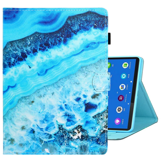 For Samsung Galaxy Tab A8 10.5 2021 Coloured Drawing Stitching Leather Tablet Case(Blue Marble) - Other Galaxy Tab PC by buy2fix | Online Shopping UK | buy2fix