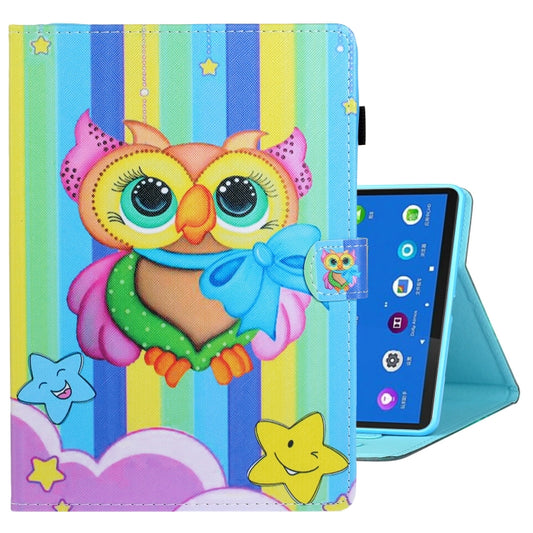 For Samsung Galaxy Tab A8 10.5 2021 Coloured Drawing Stitching Leather Tablet Case(Rainbow Owl) - Other Galaxy Tab PC by buy2fix | Online Shopping UK | buy2fix