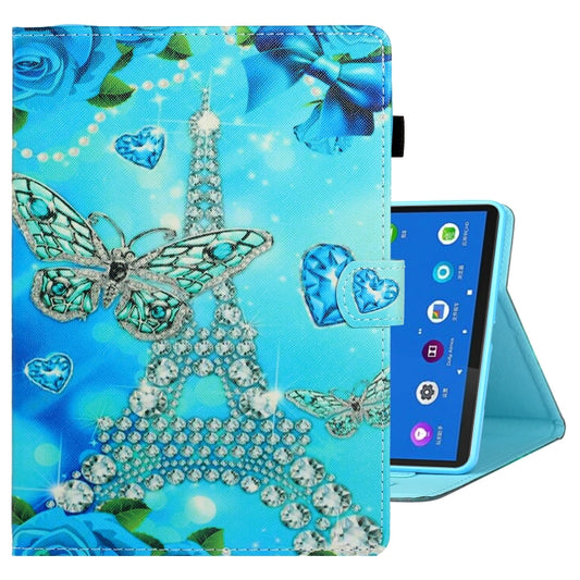 For Samsung Galaxy Tab A8 10.5 2021 Coloured Drawing Stitching Leather Tablet Case(Butterfly Tower) - Other Galaxy Tab PC by buy2fix | Online Shopping UK | buy2fix