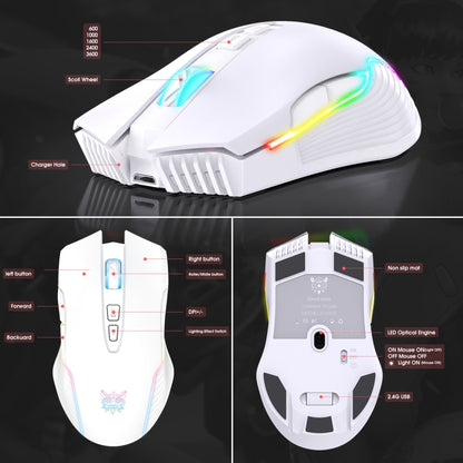 ONIKUMA CW905 2.4G RGB Lighting Wireless Mouse (Grey White) - Wireless Mice by ONIKUMA | Online Shopping UK | buy2fix