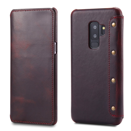 For Galaxy S9 Plus Denior Oil Wax Cowhide Simple Horizontal Flip Leather Case with Card Slots & Wallet(Dark Red) - Galaxy Phone Cases by Denior | Online Shopping UK | buy2fix