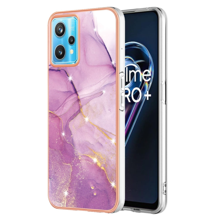 For Realme 9 Pro+ Electroplating Marble Pattern Dual-side IMD TPU Phone Case(Purple 001) - Realme Cases by buy2fix | Online Shopping UK | buy2fix