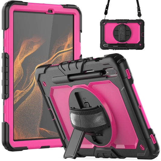 For Samsung Galaxy Tab S8 11 inch SM-X700 Silicone + PC Tablet Case(Black+Rose Red) - Galaxy Tab S8 Cases by buy2fix | Online Shopping UK | buy2fix