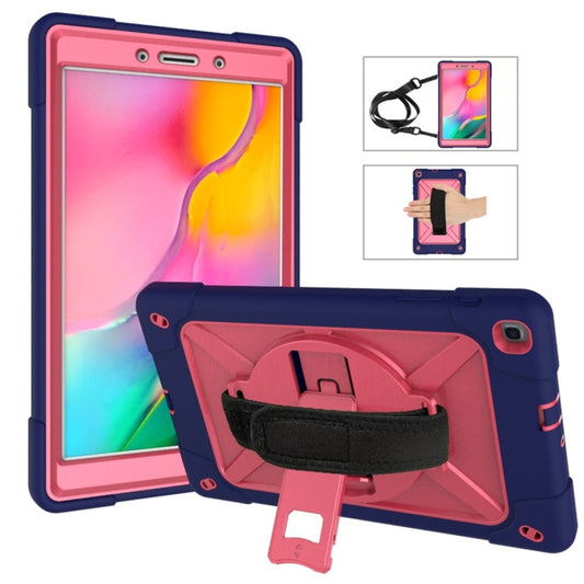 For Galaxy Tab A 8.0 (2019) T290 Contrast Color Silicone + PC Combination Case with Holder(Navy Blue + Rose Red) - Tab A 8.0 & S Pen (2019) P200/P205 by buy2fix | Online Shopping UK | buy2fix