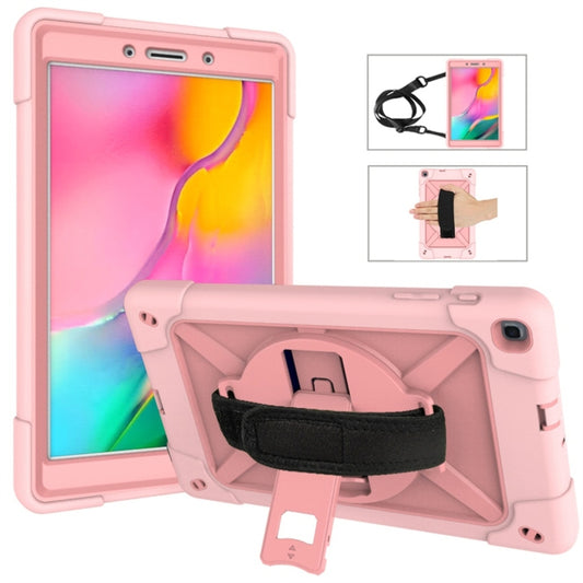 For Galaxy Tab A 8.0 (2019) T290 Contrast Color Silicone + PC Combination Case with Holder(Rose Gold) - Tab A 8.0 & S Pen (2019) P200/P205 by buy2fix | Online Shopping UK | buy2fix