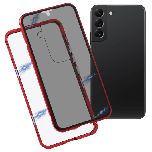 For Samsung Galaxy S22 5G Anti-peeping Magnetic Double-sided Tempered Glass Phone Case(Red) - Galaxy S22 5G Cases by buy2fix | Online Shopping UK | buy2fix