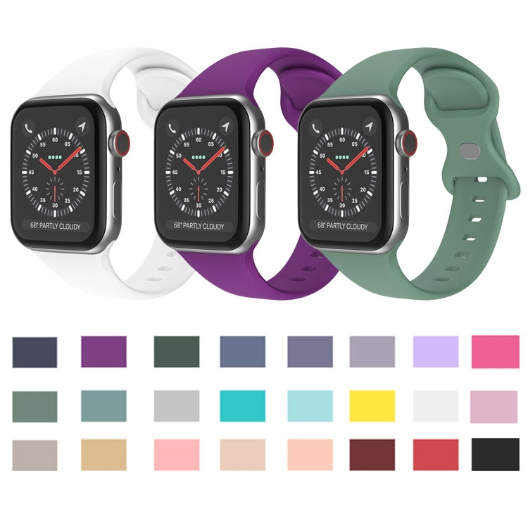 Butterfly Buckle Silicone Watch Band, Size: S For Apple Watch Ultra 49mm&Watch Ultra 2 49mm / Series 9&8&7 45mm / SE 3&SE 2&6&SE&5&4 44mm / 3&2&1 42mm(Purple) - Watch Bands by buy2fix | Online Shopping UK | buy2fix